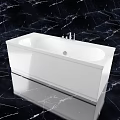 White Bathtub With Sleek Design And Faucet On Black Marble Background