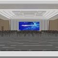 Spacious Modern Luxurious Business Conference Room With Large LED Screen And Neat Comfortable Seating Layout