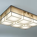 Modern Elegant Ceiling Light With Square Round Shapes And Decorative Fabric Shades 3d model