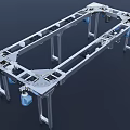 Heavy Duty Industrial Equipment Metal Frame Structure With Blue Components And Support Legs