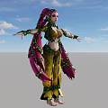 Fantasy Game Character With Pink Hair And Clover Decorated Outfit