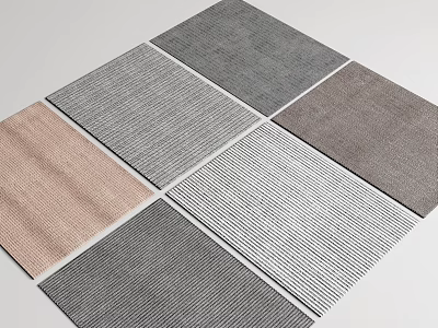 Square Carpets In Various Colors With Textured Patterns For Home Decoration 3d model