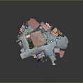 Ancient Small Town Scenery With Cobblestone Street Old Buildings Red Doors And Windows Parked Cars