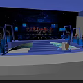 Stunning Star Avenue Stage Design with Blue Lighting Steps Large Screens and Silhouettes