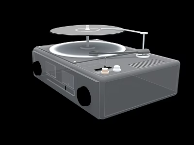 Turntable Audio System With Wireframe Design Platter Tonearm And Control Knobs 3d model