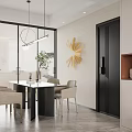 Modern Minimalist Dining Living Room Interior With Large Screen Projection And Scenic View Decor