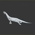 White Dinosaur Model With Long Neck And Realistic Texture On Gray Reflective Surface 3d model