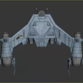 Blue Sci Fi Multi Legged Mechanical Structure With Engines And Metallic Texture