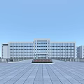 Modern Office Building Exterior With Glass Facade Symmetrical Design And Front Plaza