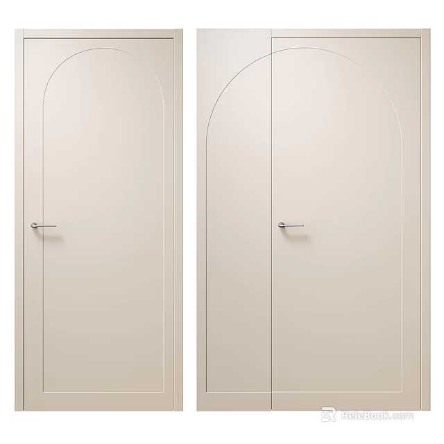 Elegant Modern Door Handle With Sleek Silver Metal Finish On White Interior Doors 3d model 