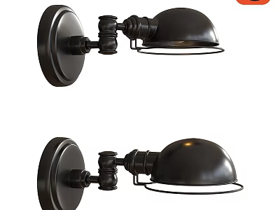 Black Modern Wall Lamp With Dome Shade And Metal Wall Mounting Bracket 3d model