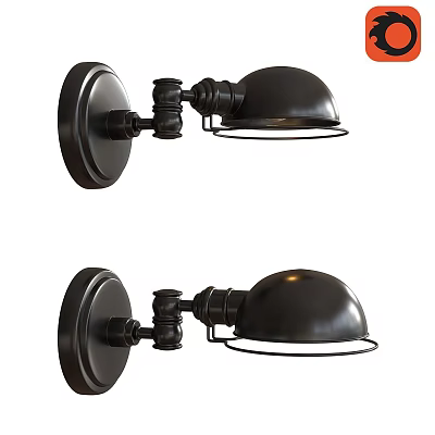 Black Modern Wall Lamp With Dome Shade And Metal Wall Mounting Bracket 3d model