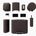 Modern Bathroom Accessories Set With Soap Dispenser Toilet Paper Holder And Trash Can