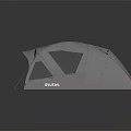 Modern Gray Camping Tent With Multiple Windows And Red Ropes For Outdoor Use