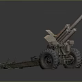 Antique Military Cannon with Long Metal Barrel and Field Carriage Wheels
