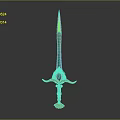 Ornate Decorative Sword With Golden Phoenix Hilt And Vibrant Blue Blade