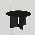 Round Black Dining Table With Unique Double Leg Design And Marble Floor 3d model