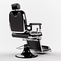 Classic Black Leather Barber Chair With Chrome Frame And Adjustable Footrest