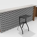 Modern Bar Counter Furniture With Gray Grid Patterned Wall Light Top And Black Stool