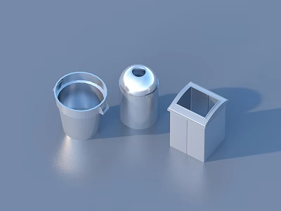 Metal Household Storage Containers with Round Handle Cylindrical Lid and Square Design 3d model