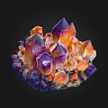 Natural Stone Wood Decorative Cluster With Colorful Crystal Ornaments And Crafted Details