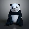 Cute Panda Plush Stuffed Toy Sitting with Soft Black and White Fur