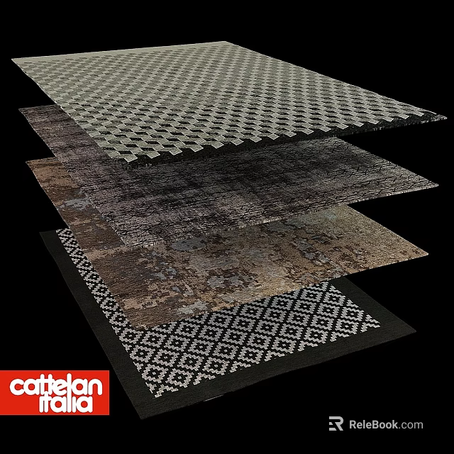 Square Rugs With Diverse Patterns And Textures In Various Colors And Styles 3d model 