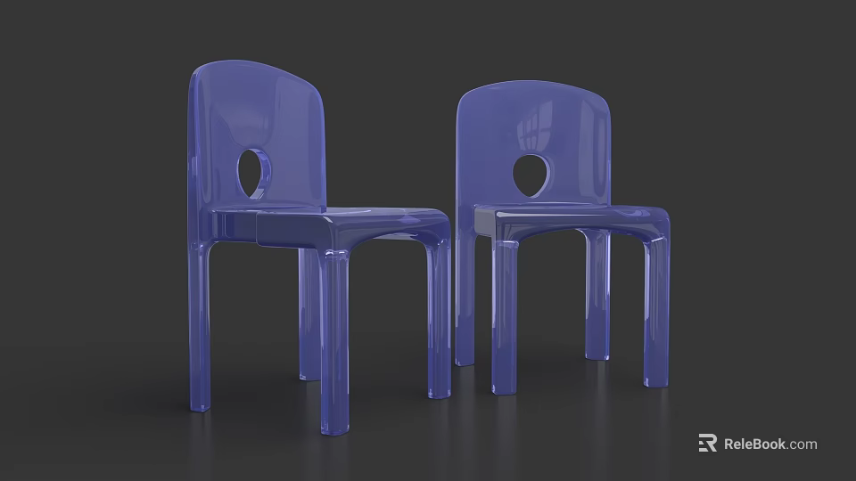 Two Transparent Blue Leisure Chairs With Circular Hole In Backrest Modern Acrylic Design 3d model 