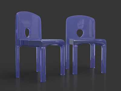 Two Transparent Blue Leisure Chairs With Circular Hole In Backrest Modern Acrylic Design 3d model