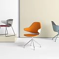 Modern Office Chairs In Orange Gray Blue With Sleek Backrest Armrest And Metal Base
