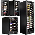 Various Wine Cooler Designs With Glass Doors And Black Wine Storage Racks