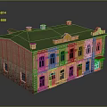 Traditional Red Brick Building Design With Green Roof Decorative Windows And Doors