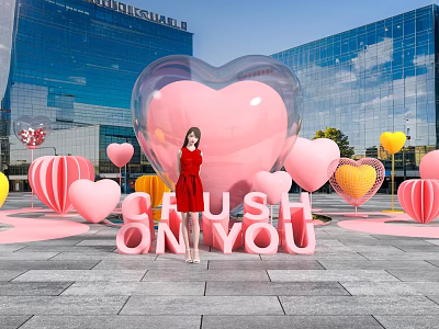 Valentine's Day Activity Heart-shaped Decoration Net Red Shooting and Pin-card Activity Shooting Area Net Red Pin-card Device 3d model