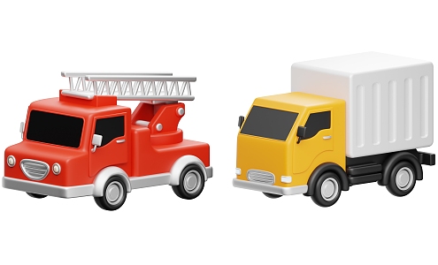 Small truck cargo truck pull truck rescue truck fire truck function cartoon small truck cartoon rescue car 3d model