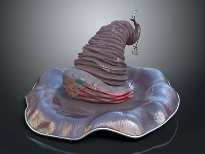 3D Rendered Spiral Decorative Structure On Textured Base Plate With Red Details 3d model