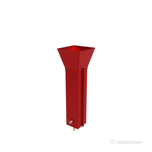 Red Conical Device With Plug At Bottom And Vertical Structure Design 3d model 