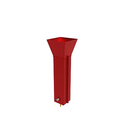 Red Conical Device With Plug At Bottom And Vertical Structure Design 3d model