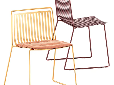 Golden And Burgundy Modern Leisure Chairs With Metal Frame Pink Cushion And Minimalist Design 3d model