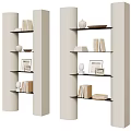Modern Bookcase With Vertical Columns Multiple Shelves And Decorative Items 3d model