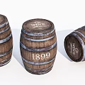 Vintage Wooden Wine Barrels With 1899 Label For Household Storage And Decor