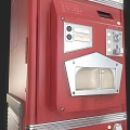 Red Commercial Vending Machines With Sweet Water Signage And Display Shelves For Beverage Dispensing