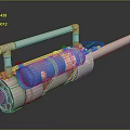 Tactical Weapon Device With Blue Cylinder White Pipes And Red Components