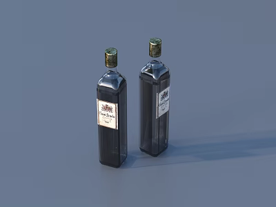 Modern Daily Use Electrical Appliances With Two Black Bottles Green Caps And Labels 3d model