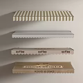 Various Design Awnings With Striped Pattern Smooth Surface Coffee Text And Decorative Edges 3d model