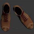 Elegant Brown Leather Lace Up Shoes With Decorative Pattern On Toe 3d model