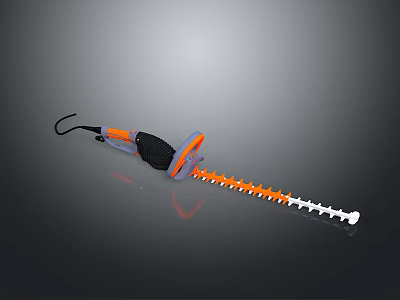 Electric Hedge Trimmer With Orange White Blades Black Gray Handle For Garden Use 3d model