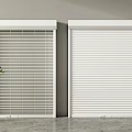 White Slatted And Smooth Roller Shutters In Modern Interior With Green Plant