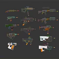 Various Modern Weapons Collection Featuring Rifles Pistols and Tactical Designs