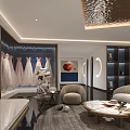 Bridal Shop Interior Design With Wedding Dresses Display Elegant Jewelry Counter And Comfortable Sofa Seating