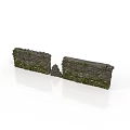 Moss Covered Ancient Broken Stone Walls Architectural Structure Design Details 3d model